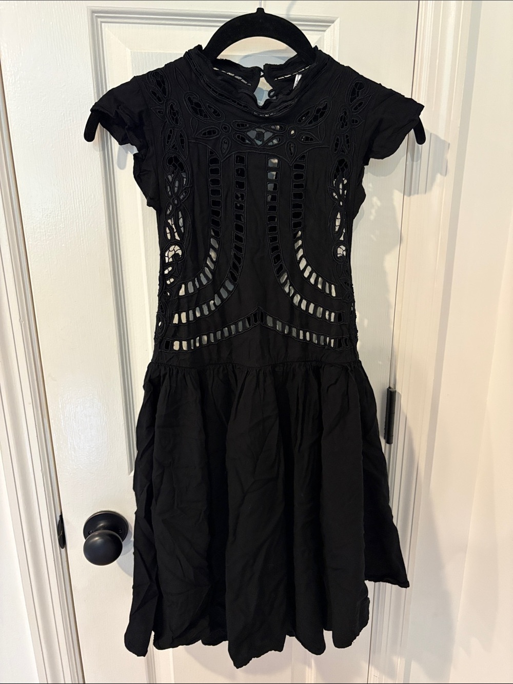 Free People Black Cutout Lace Mini Dress